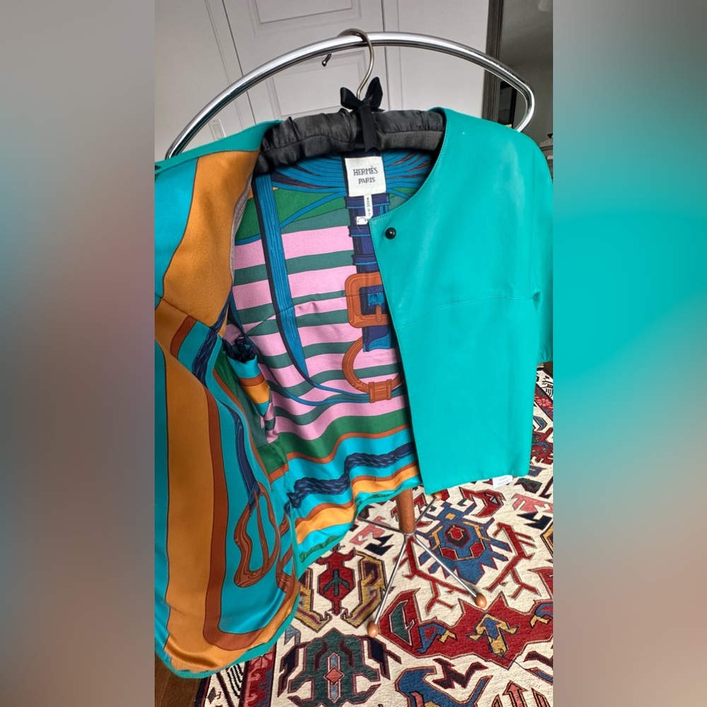 Sold ❌Hermès Teal Leather Jacket - Picture 10 of 11